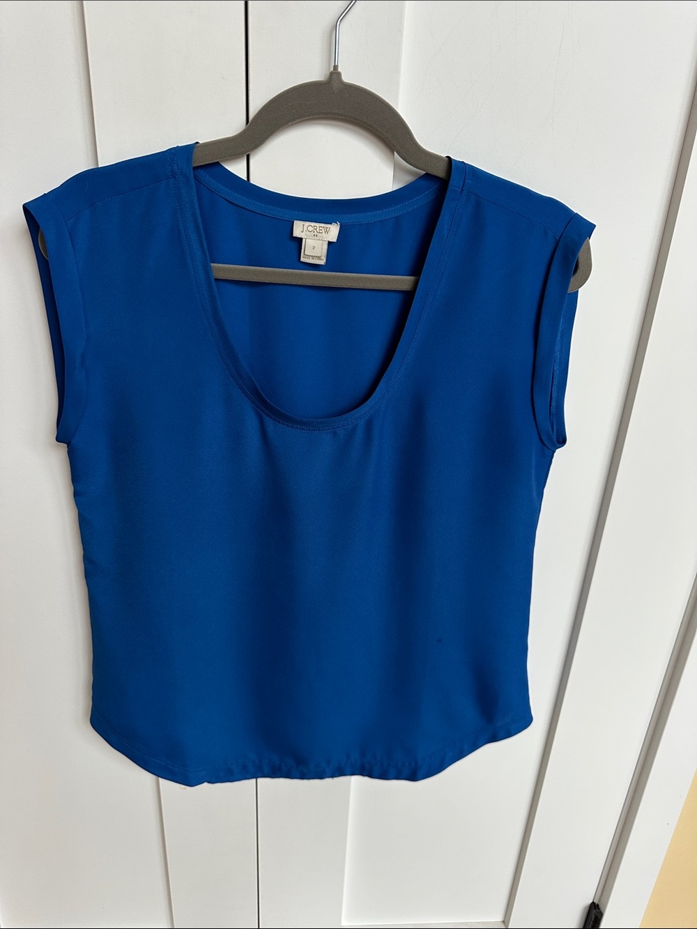 J. Crew Women's Cobalt Scoop Neck Cap-Sleeve Top Size S